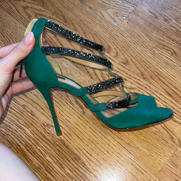emerald x gunmetal strap heels - Picture 2 of 4